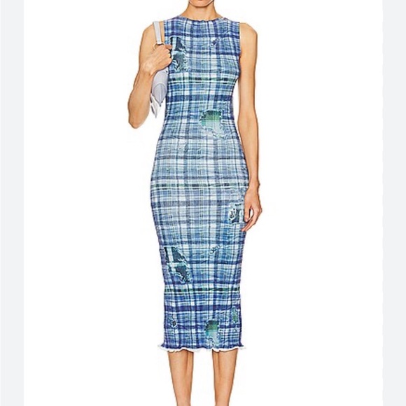 Acne Studios Printed Ribbed Stretch-Knit Midi Dress - Picture 3 of 6